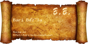 Bari Béla névjegykártya